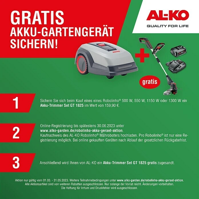 BAUHAUS AL-KO Premium Mähroboter Robolinho 1150 25 V, 5 Ah, Max. Flächenempfehlung: 1.000 M² 4 BAUHAUS AL-KO Premium Mähroboter Robolinho 1150 25 V, 5 Ah, Max. Flächenempfehlung: 1.000 M² – Bild 2