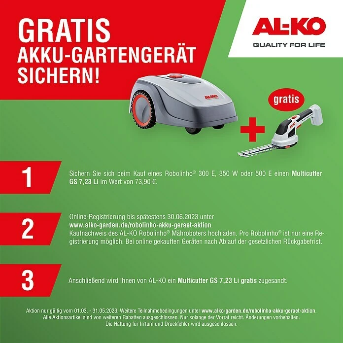 BAUHAUS AL-KO Mähroboter Robolinho 300 E 20 V, 2,5 Ah, Max. Flächenempfehlung: 300 M² 4 BAUHAUS AL-KO Mähroboter Robolinho 300 E 20 V, 2,5 Ah, Max. Flächenempfehlung: 300 M² – Bild 2
