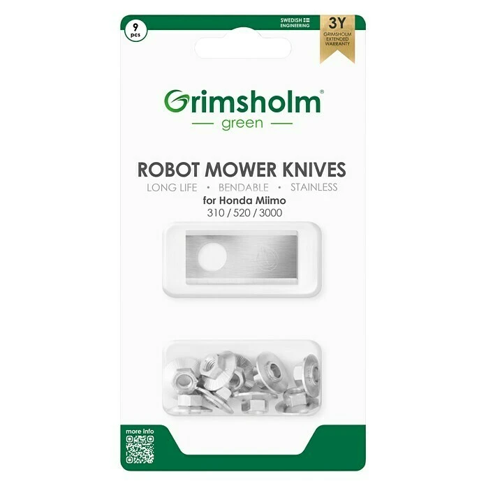 BAUHAUS Grimsholm Green Ersatzmesser 9 Stk., Passend Für: Honda Miimo 3 BAUHAUS Grimsholm Green Ersatzmesser 9 Stk., Passend Für: Honda Miimo